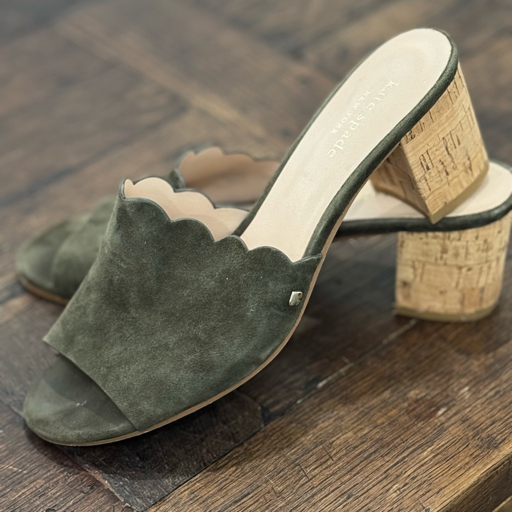 Kate Spade Olive Green Suede Women's Mules